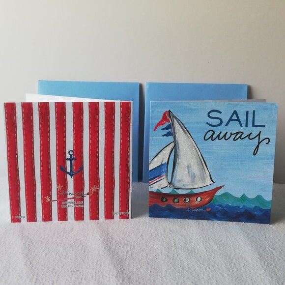 Timree Sail Away Blank Sail Boat Greeting Cards 5" x 5" - Picture 3 of 5